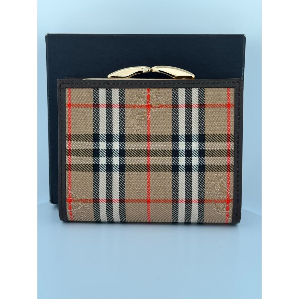 Burberry Haymarket Check Canvas & Leather Bifold Wallet with Coin Compartment